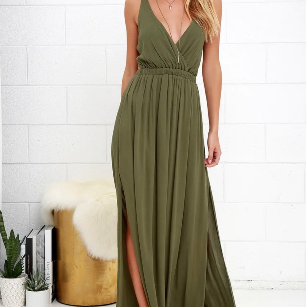 Lulus Lost in Paradise Olive Green Dress
